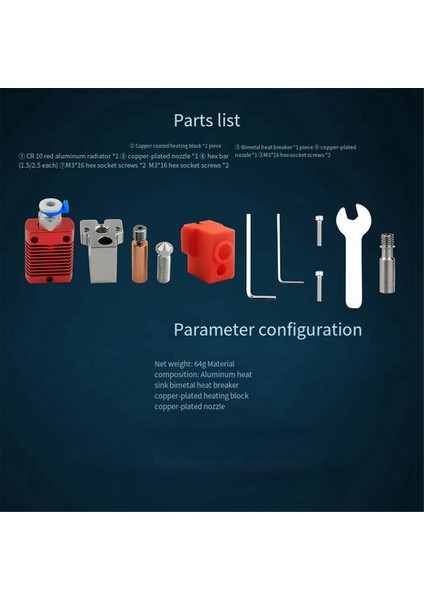 ENDER5/ENDER3/V2/CR10 Hotend Kiti Isıtma Bloğu Bi-Metal Boğaz 500 ℃ Volkan Nozul 3D Printerpart, B (Yurt Dışından) fiyatları