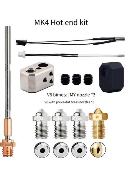 Prusa I3 Mk4 Extruder HOTEND+E3DV6 Pirinç Nozul 0.4mm+3x Bimetalik Nozul 24V 40W Prusa I3 Için Isıtma Çubuğu Kiti (Yurt Dışından) fırsatları
