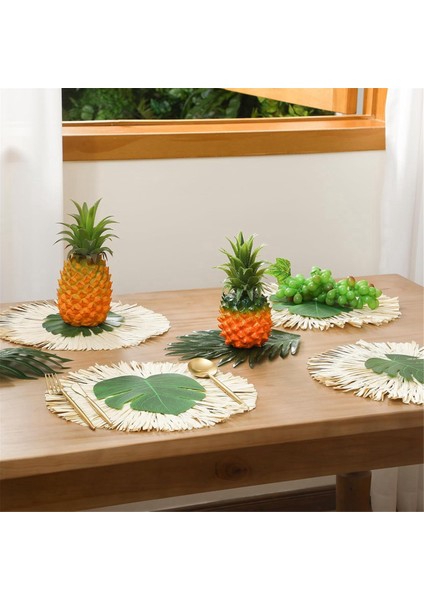 24 Paket Luau Placemats ve Palmiye Placemat, Yuvarlak Luau Saçak Yer Paspaslar Tropikal Palmiye Yaprağı Yer Paspaslar Yaz Hawaiian (Yurt Dışından) modelleri