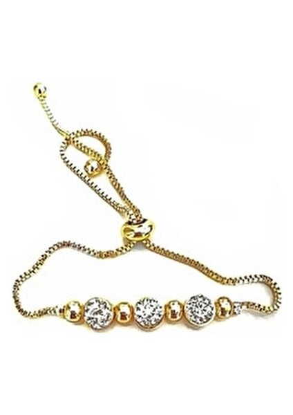 Üçlü Macun Asansör Bileklik Altın Renk Zirkon Taşlı Kadınlar İçin fiyatları