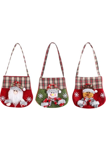Kumaş Noel Hediye Çantası, Noel Elma Çantası Parti Lehine Çantalar, Karikatür Noel Çanta Partisi Xmas Tatil Hediye Çantaları (Yurt Dışından)