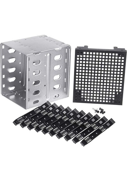 5.25 Inç Ila 5 x 3,5 Inç Sata HDD Kafes Raf Sabit Sürücü Muhafaza Sabit Disk Tepsisi Caddy Adaptör (Yurt Dışından)