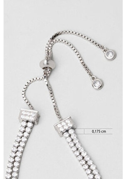 Çift Sıra Su Yolu Beyaz Taşlı 18 Ayar Beyaz Altın Kaplama Gümüş Bileklik indirimleri