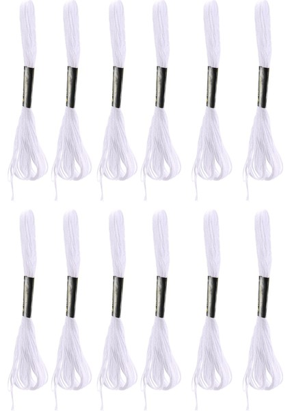 12X Beyaz Çapa Çapraz Iğne Pamuk Nakış Ipliği Diş Ipi Skeins Dikiş Zanaat (Yurt Dışından)