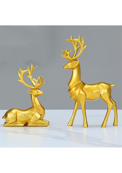 Altın Noel Dekorasyonları - Reçine Oturan Ayakta Geyik Heykelleri, Olağanüstü Ren Geyiği Heykelleri Ev Dekorunuza Katar (Yurt Dışından) indirimleri