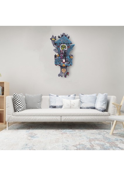 Guguklu Duvar Saati Cadılar Bayramı Duvar Saati Noel Duvar Saati Cadılar Bayramı Süsleri Reçine El Sanatları Heykeli (Yurt Dışından) modelleri