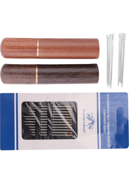 El Yapımı Dikiş Için 12 Altın Kuyruk Arka Asılı Iğne ve 4 Büyük Göz Deri Dikiş Iğnesi ile 2pcs Ahşap Iğne Kasası (Yurt Dışından) fiyatları