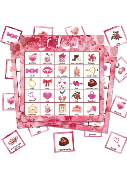 Sevgililer Günü Bingo Oyun Kartları Çocuklar Için 24 Oyuncu Parti Kartı Oyunları, Okul Sınıf Oyunları, Aşk Parti Malzemeleri (Yurt Dışından) fırsatları