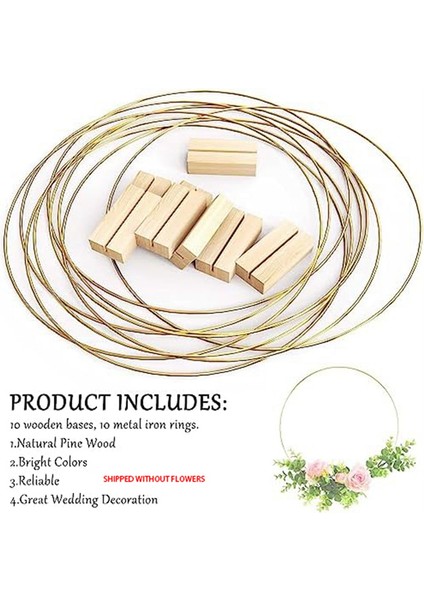 10PCS 12 Inç Metal Çiçek Kasnağı Merkezinde Masa, Makrame Altın Çelenk Halka Merkez Parçası Masa Süslemeleri (Yurt Dışından) fırsatları