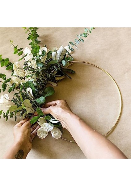 10PCS 12 Inç Metal Çiçek Kasnağı Merkezinde Masa, Makrame Altın Çelenk Halka Merkez Parçası Masa Süslemeleri (Yurt Dışından) indirimleri