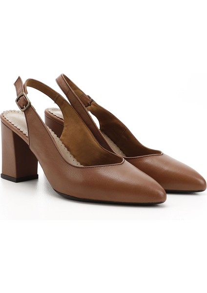 Kadın Taba Antik Yüksek Kalın Topuklu Arkası Açık Hakiki Deri Ayakkabı fiyatları