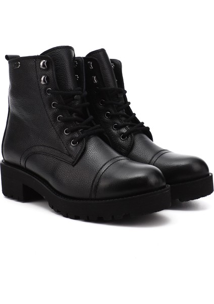 Kadın Siyah Floter Fermuarlı Kauçuk Taban Hakiki Deri Postal Bot fiyatları