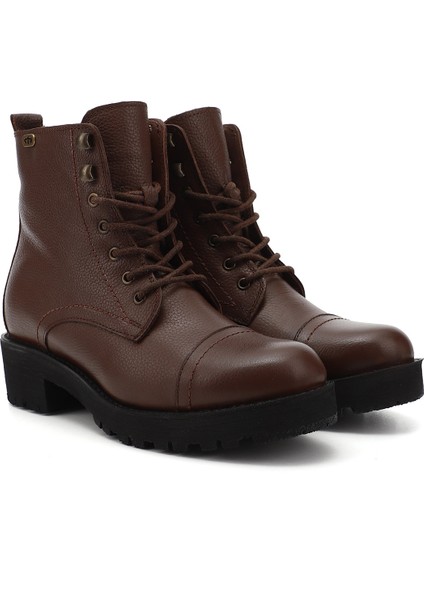 Kadın Kahve Fermuarlı Kauçuk Taban Hakiki Deri Postal Bot fiyatları
