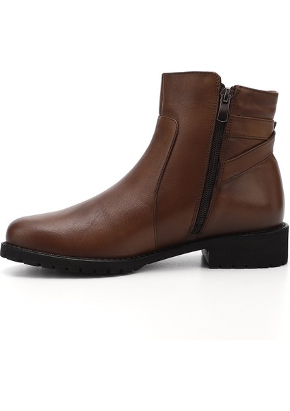 Gön Hakiki Deri Yuvarlak Burun Kauçuk Taban Topuklu Fermuarlı Kadın Günlük Bot 46460 modelleri