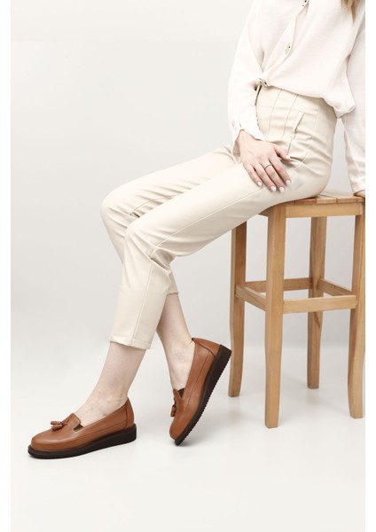 Kadın Taba Antik Dolgu Taban Püsküllü Hakiki Deri Ayakkabı fiyatları