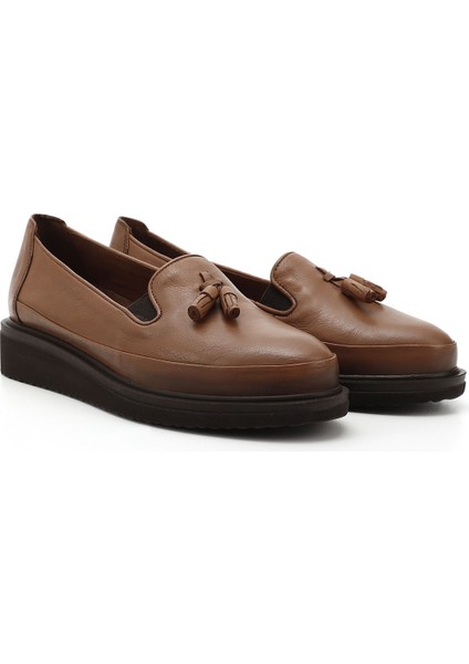 Kadın Taba Antik Dolgu Taban Püsküllü Hakiki Deri Ayakkabı modelleri