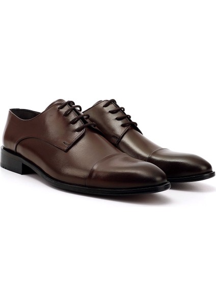 Erkek Kahve Antik Bağcıklı Kösele Taban Hakiki Deri Klasik Ayakkabı modelleri