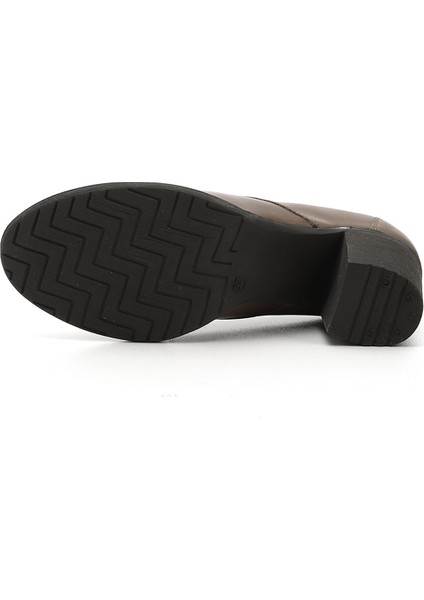 Kadın Vizon Bağcıklı Orta Kalın Topuklu Hakiki Deri Oxford Ayakkabı indirimleri