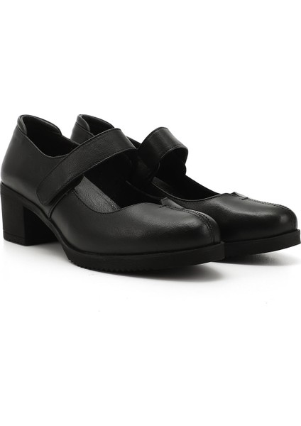 Kadın Siyah Kalın Topuklu Mary Jane Hakiki Deri Ayakkabı modelleri