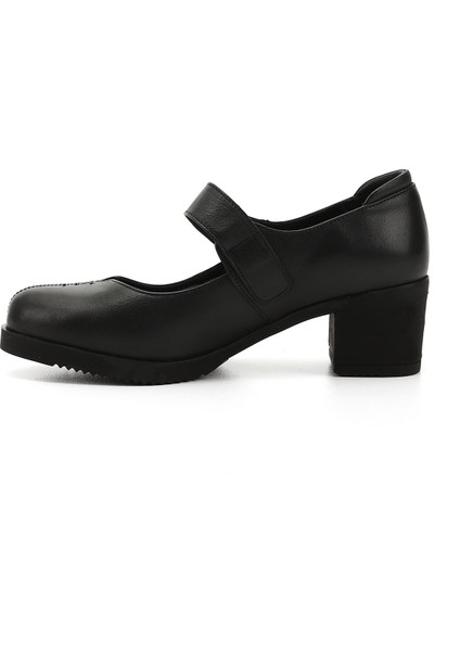 Kadın Siyah Kalın Topuklu Mary Jane Hakiki Deri Ayakkabı fırsatları