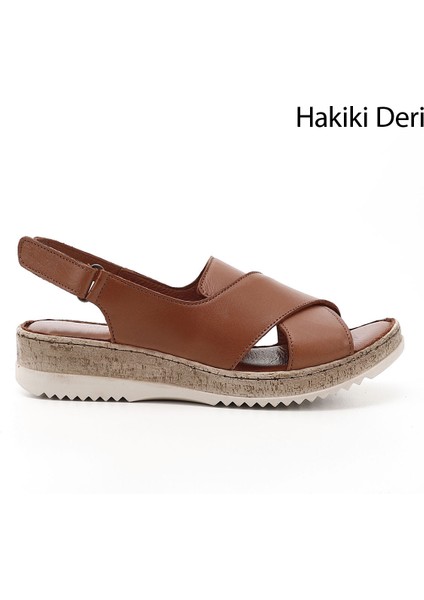 Gön Hakiki Deri Dolgu Taban Sandalet 45836
