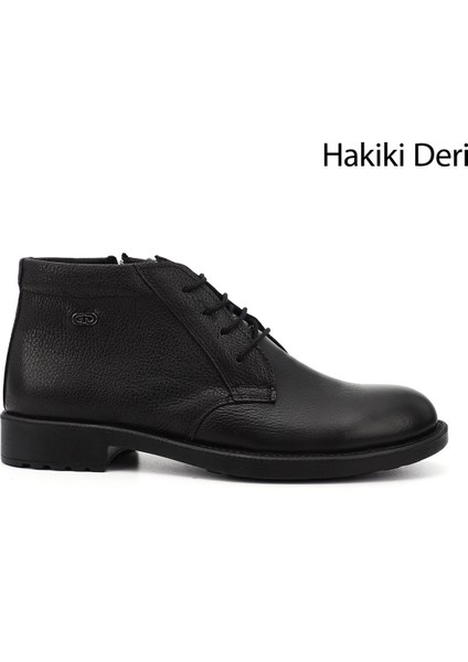 Erkek Siyah Floter Fermuarlı Hakiki Deri Klasik Bot