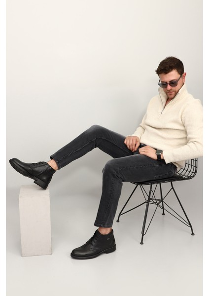 Erkek Siyah Floter Fermuarlı Hakiki Deri Klasik Bot fiyatları