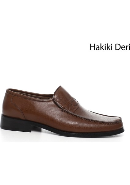 Erkek Kahve Antik Kösele Taban Hakiki Deri Klasik Ayakkabı