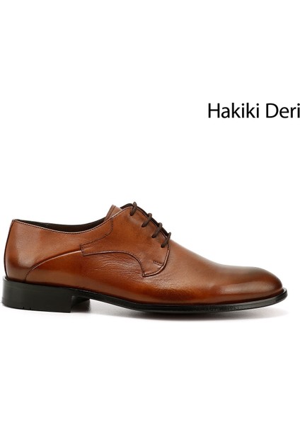 Erkek Baskılı Kösele Taban Hakiki Deri Klasik Ayakkabı