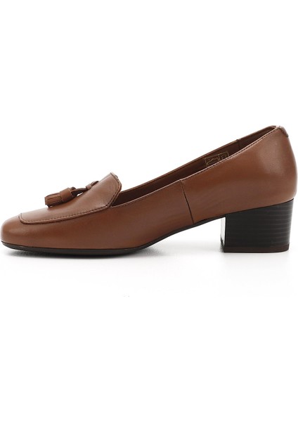 Gön Hakiki Deri Küt Burun Kısa Kalın Topuklu Püsküllü Kadın Ayakkabı 13313 fırsatları