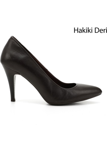 Gön Hakiki Deri Sivri Burun İnce Yüksek Topuklu Stiletto Kadın Ayakkabı 22354