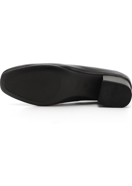 Gön Hakiki Deri Küt Burun Kısa Kalın Topuklu Püsküllü Kadın Ayakkabı 13313 indirimleri