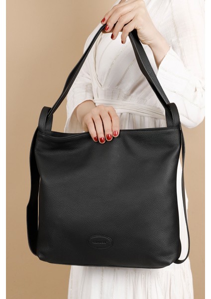 Kadın Siyah Floter Hakiki Deri Omuz Ve Sırt Çantası fiyatları