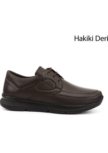 Erkek Koyu Kahve Bağcıklı Hakiki Deri Ayakkabı