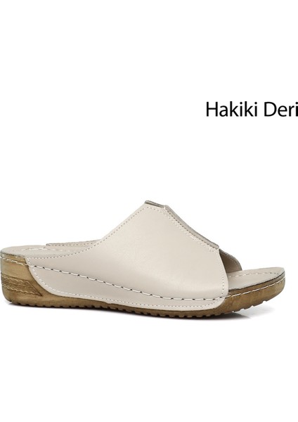 Gön Hakiki Dolgu Tabanlı Deri Kadın Terlik 42313
