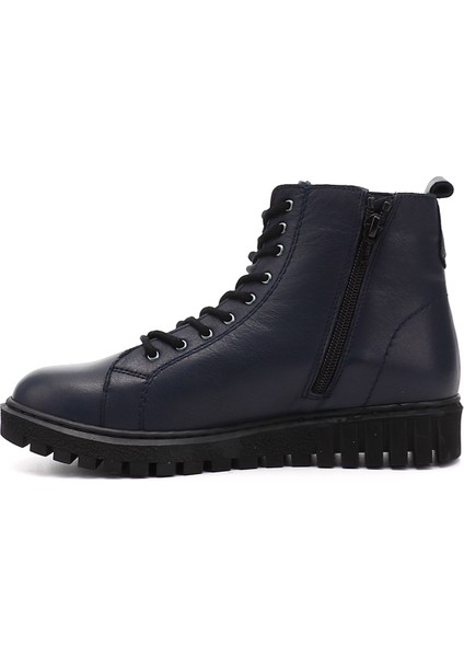 Kadın Lacivert Fermuarlı Kauçuk Taban Hakiki Deri Postal Bot fırsatları