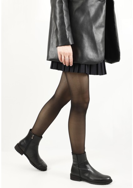 Gön Hakiki Deri Yuvarlak Burun Topuklu Kauçuk Taban Fermuarlı Kadın Günlük Bot 47408 fiyatları