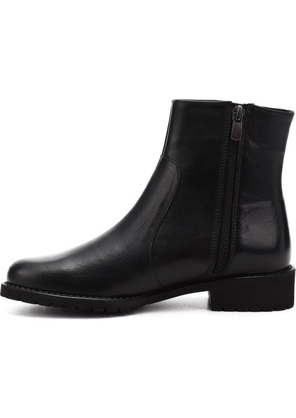 Gön Hakiki Deri Yuvarlak Burun Topuklu Kauçuk Taban Fermuarlı Kadın Günlük Bot 47408 fırsatları