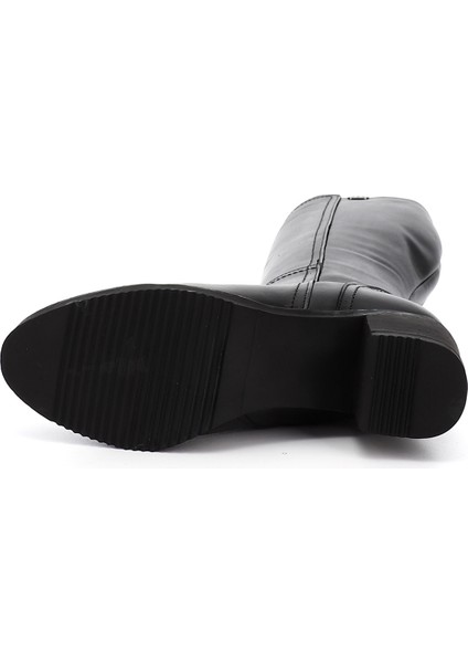 Kadın Siyah Fermuarlı Kalın Topuklu Hakiki Deri Çizme indirimleri
