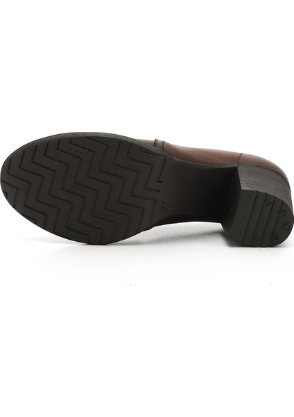 Gön Hakiki Deri Yuvarlak Burun Kalın Topuklu Kauçuk Taban Kadın Ayakkabı 24038 indirimleri