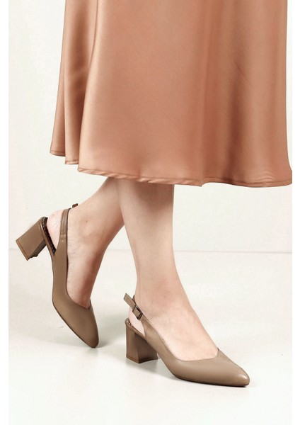 Gön Hakiki Deri Sivri Burun Kalın Topuklu Kadın Yazlık Ayakkabı 24118 fiyatları