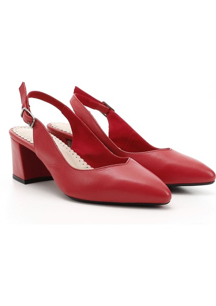 Gön Hakiki Deri Sivri Burun Kalın Topuklu Kadın Yazlık Ayakkabı 24118 modelleri