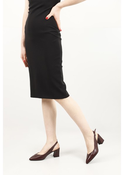 Gön Hakiki Deri Sivri Burun Kalın Topuklu Kadın Yazlık Ayakkabı 24118 fiyatları