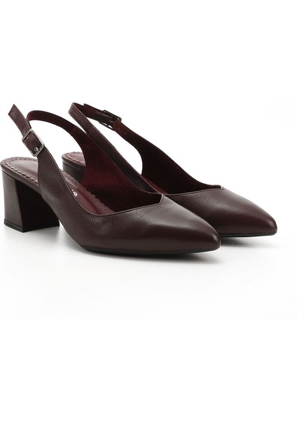 Gön Hakiki Deri Sivri Burun Kalın Topuklu Kadın Yazlık Ayakkabı 24118 modelleri