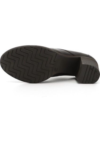 Kadın Kahve Bağcıklı Orta Kalın Topuklu Hakiki Deri Oxford Ayakkabı indirimleri