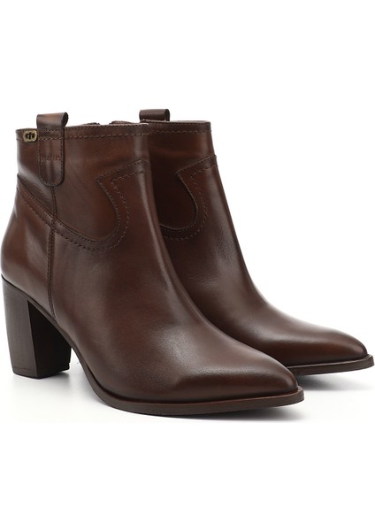 Kadın Kahve Antik Fermuarlı Sivri Burun Hakiki Deri Bot fiyatları