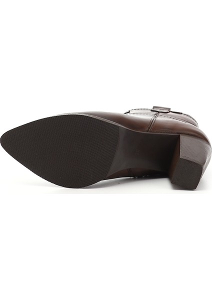 Kadın Kahve Antik Fermuarlı Sivri Burun Hakiki Deri Bot fırsatları