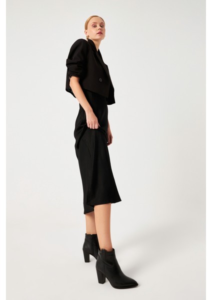 Kadın Siyah Fermuarlı Sivri Burun Hakiki Deri Bot fiyatları