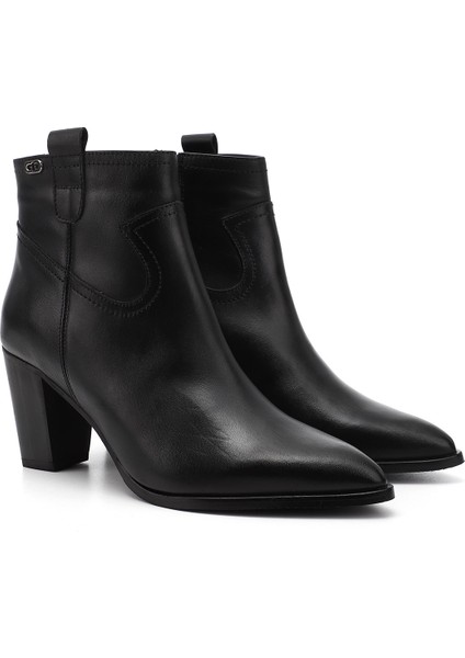 Kadın Siyah Fermuarlı Sivri Burun Hakiki Deri Bot modelleri