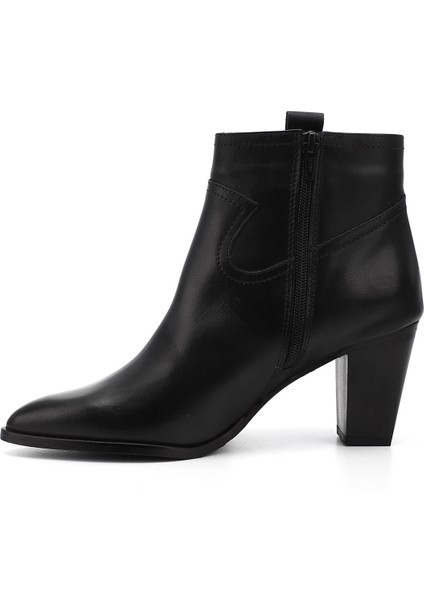 Kadın Siyah Fermuarlı Sivri Burun Hakiki Deri Bot fırsatları